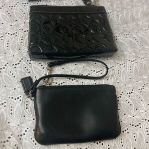 Coach Black Embossed Wristlet Duo. Two bundle